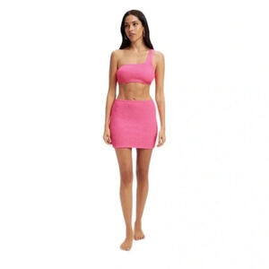 NWT Good American Bright Pink Always Fit Swim Mini Skirt, Size XXS-XS (1)